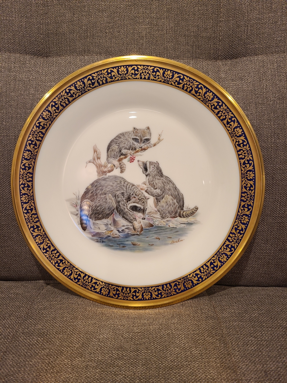 Vintage 1973 Lenox Boehm Woodland Wildlife Raccoons Collector Plate